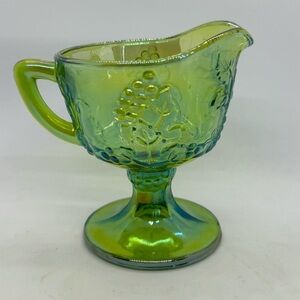 Vintage Indiana Glass Lime Green Harvest Iridescent Carnival Glass Creamer